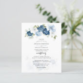 Papier Budget Floral Dusty Blue Script Faire-part de mari (Debout devant)