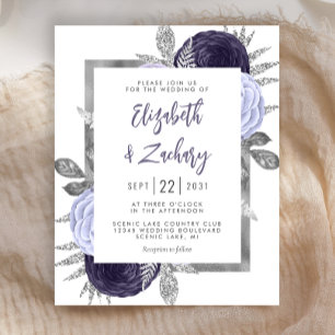 Papier Budget Floral Dusty Purple mariage argenté invite