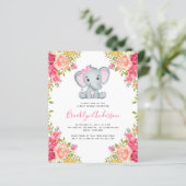 Papier BUDGET Floral Elephant Girl Baby shower Invitation (Debout devant)