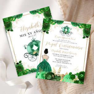 Papier Budget Floral Emerald Green Quinceanera royale