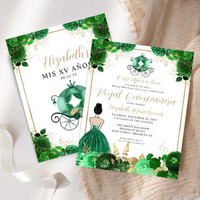 Papier Budget Floral Emerald Green Quinceanera royale (Créateur téléchargé)