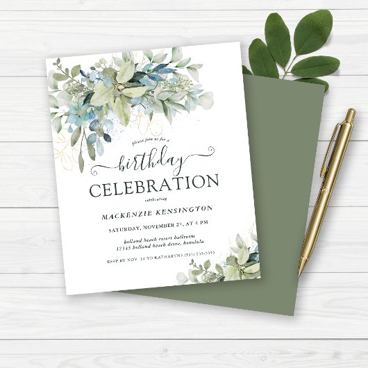 Papier Budget Floral Eucalyptus fête d'anniversaire