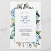 Papier Budget Floral Faire-part de mariage Bleu (Devant)