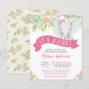 Papier Budget Floral Girl Elephant Baby shower