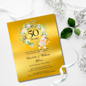Papier Budget Floral Gold 50e Anniversaire Invitation