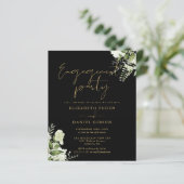 Papier Budget Floral Gold Black Engagement Invitation (Debout devant)