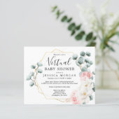 Papier Budget Floral Greenery Baby shower virtuel Invitat (Debout devant)