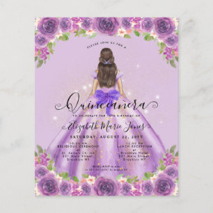 Papier Budget Floral Lumière Purple Princesse Quinceanera