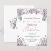 Papier Budget Floral Mariage Fête Invitation (Devant / Derrière)