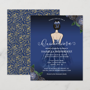 Papier Budget Floral Marine Princess Gold Quinceañera