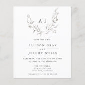 Papier Budget Floral Monogramme Enregistrer le DAte (Devant)