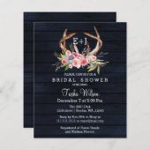 Papier Budget Floral Navy Antler Bridal Shower Invitation (Devant / Derrière)
