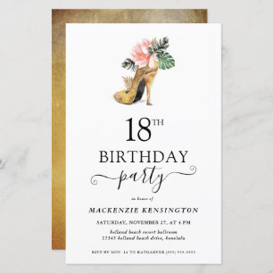 Papier Budget Floral or talons hauts 18e anniversaire