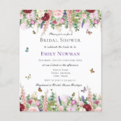 Papier Budget Floral Papillon nuptiale Invitation de douc (Devant)