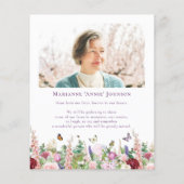 Papier Budget Floral Papillons Célébration de la vie (Dos)