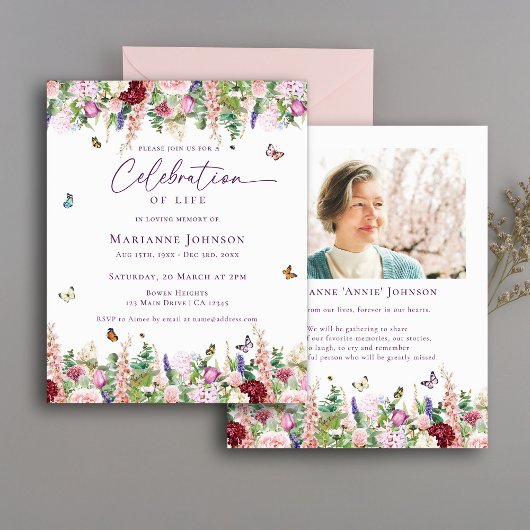 Papier Budget Floral Papillons Célébration de la vie