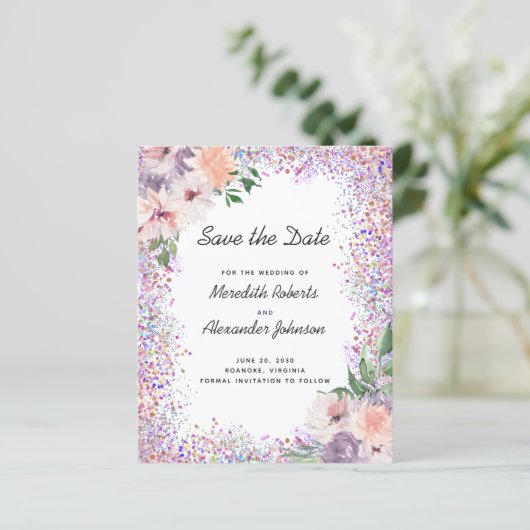 Papier Budget Floral Parties scintillant QR Code Enregist (Debout devant)