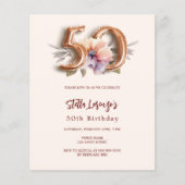 Papier Budget floral pêche en or beige 50e anniversaire (Devant)