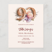 Papier Budget floral pêche en or beige 90e anniversaire (Devant)