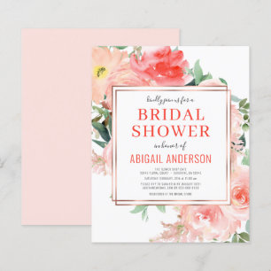 Papier Budget Floral Pêche nuptiale Invitation à la douch