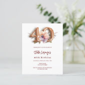 Papier Budget floral pêche or blanc 40e anniversaire (Debout devant)