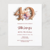 Papier Budget floral pêche or blanc 40e anniversaire (Devant)