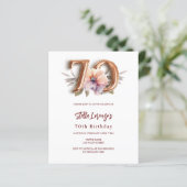 Papier Budget floral pêche or blanc 70e anniversaire (Debout devant)