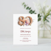 Papier Budget floral pêche or blanc 80e anniversaire (Debout devant)