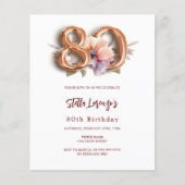 Papier Budget floral pêche or blanc 80e anniversaire (Devant)