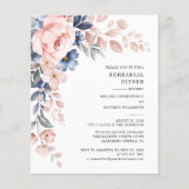 Papier Budget Floral Pink Rehearer Dîner Invitation (Devant)