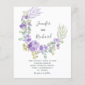 Papier Budget Floral pourpre & Eucalyptus Mariage Invitat (Devant)