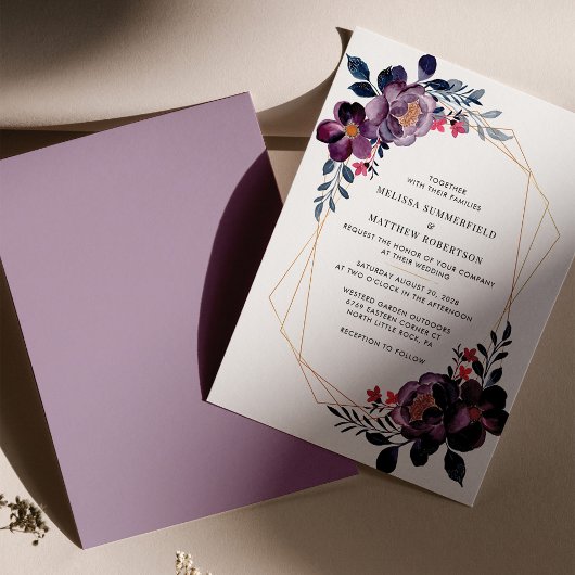 Papier Budget Floral Purple Faire-part de mariage moderne