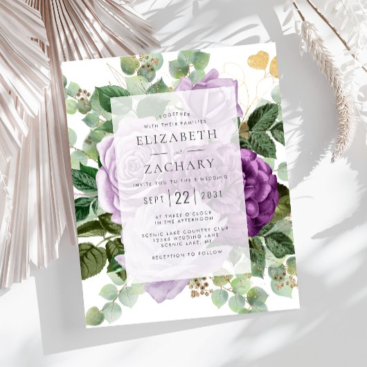 Papier Budget Floral Purple Gold Eucalyptus Mariage