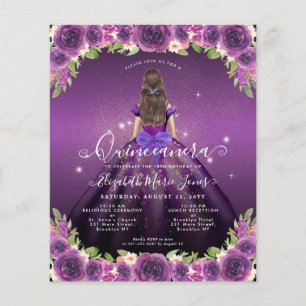 Papier Budget Floral Purple Gold Princess Quinceanera