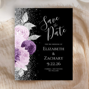 Papier Budget Floral Purple Silver Parties scintillant En