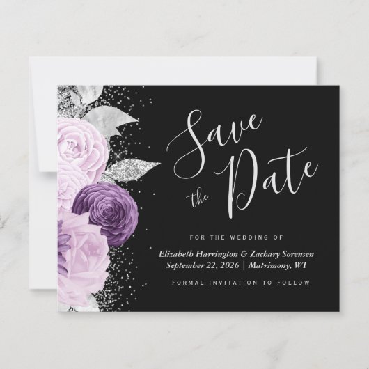 Papier Budget Floral Purple Silver Parties scintillant En (Devant)