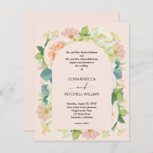 Papier Budget Floral QR Code de mariage Invitations