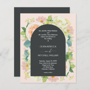 Papier Budget Floral QR Code de mariage Invitations
