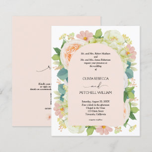 Papier Budget Floral QR Code de mariage Invitations