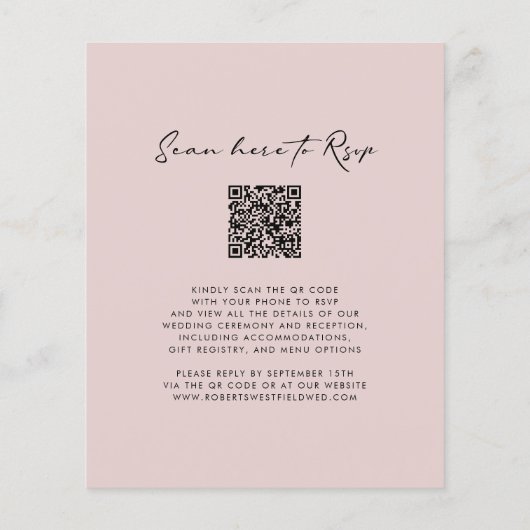 Papier Budget Floral QR Code Monogramme Faire-part de mar (Dos)