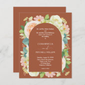 Papier Budget Floral QR Code Terracotta Mariage Invite (Devant / Derrière)