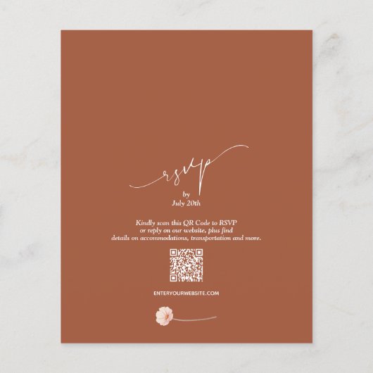 Papier Budget Floral QR Code Terracotta Mariage Invite (Dos)