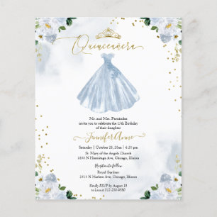 Papier Budget floral Quinceanera Invitation Bilingue
