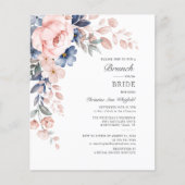 Papier Budget Floral Rose Aquarelle Bleu Brunch nuptiale (Devant)
