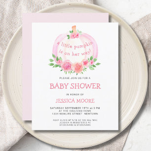 Papier Budget Floral rose Citrouille Invitation Baby show