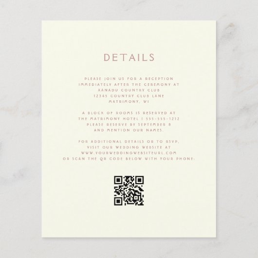 Papier Budget Floral Rose d'ivoire or Turquoise QR Code M (Dos)