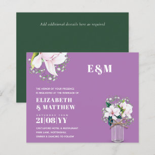Papier BUDGET Floral rose Magnolias Green Wedding Invitat