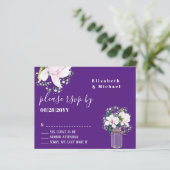 Papier BUDGET Floral rose Magnolias Violet Mariage RSVP (Debout devant)