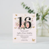 Papier Budget Floral Rose or papillon doux 16 Partie (Debout devant)