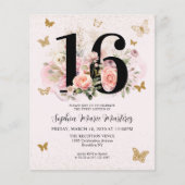 Papier Budget Floral Rose or papillon doux 16 Partie (Devant)